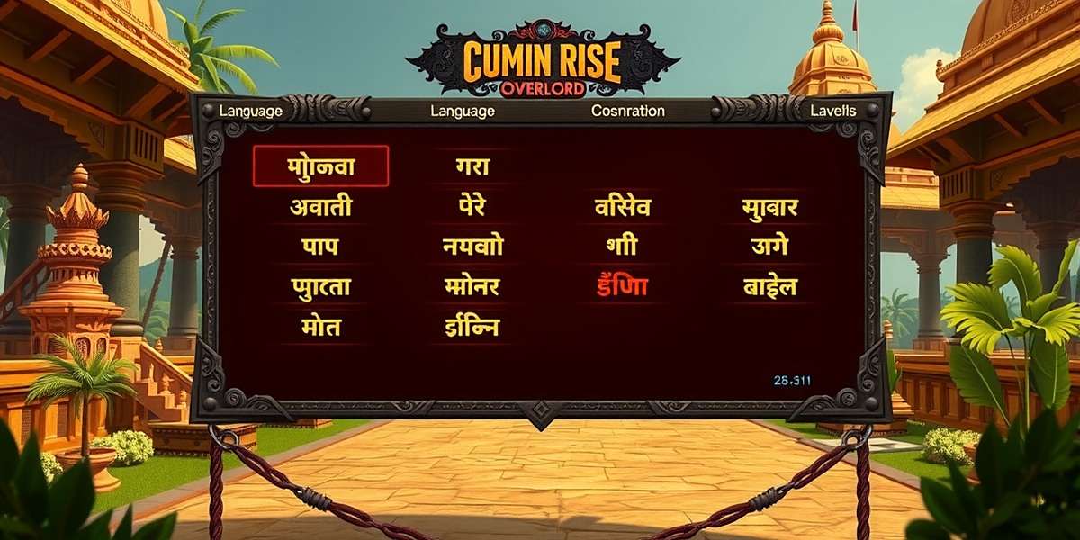 Cumin Rise Overlord language selection screen showing various Indian languages